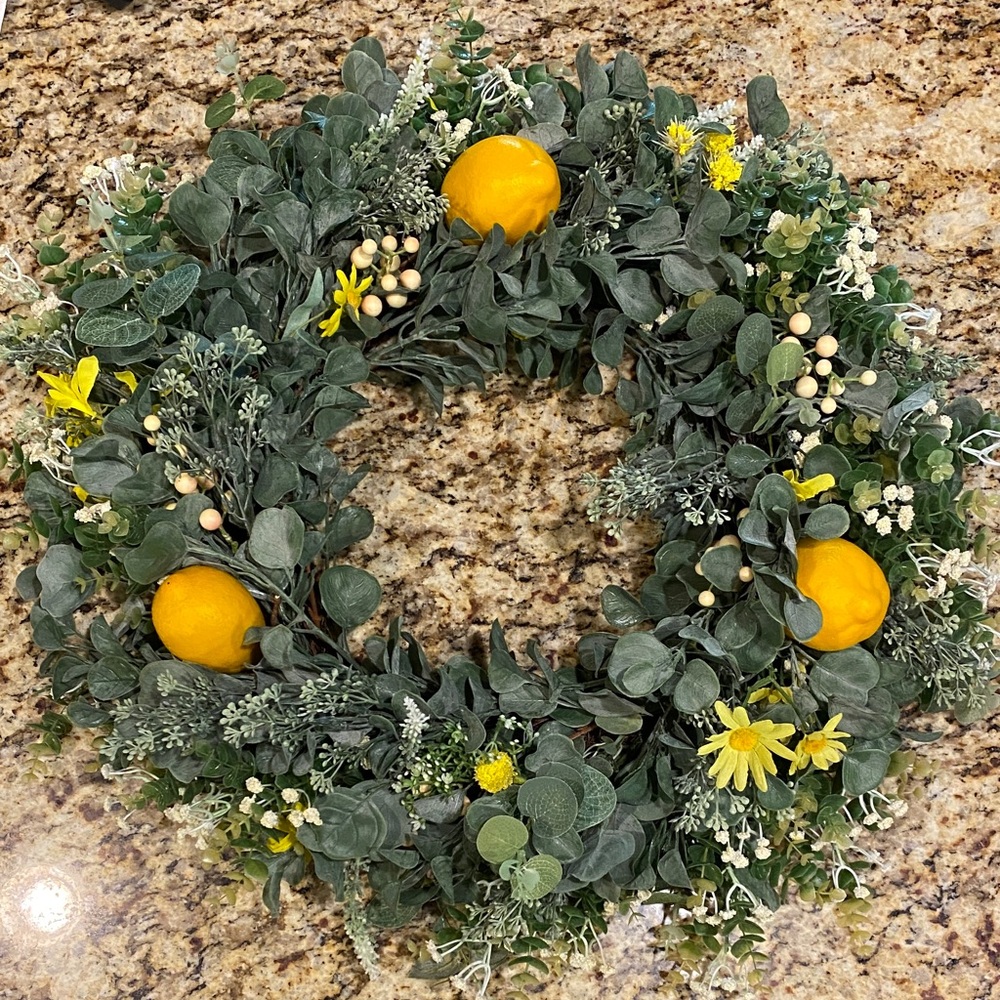 Spring Door Wreath - Lemons and Flowers